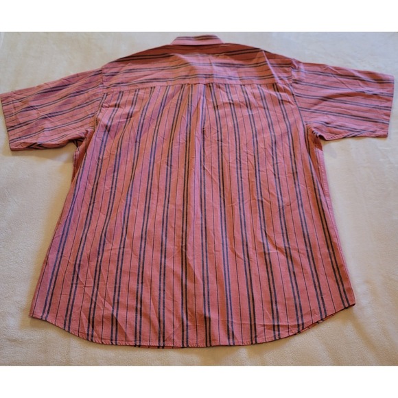 Vintage Eddie Bauer Rufton Stripe Men's Salmon Stripes Short-Sleeve Shirt XXL - Picture 3 of 10